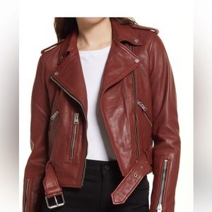 NEW NWT All saints Balfern leather jacket rust color size 8